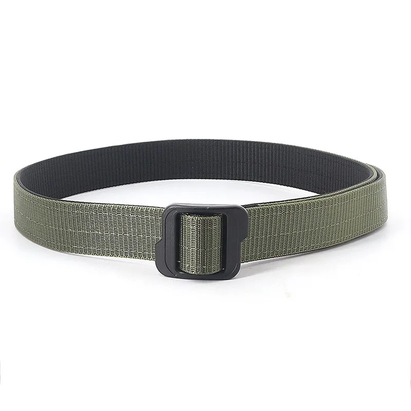 

Fashion Men Double Side Belts Metal Buckle Thicken Outdoor Training Nylon Waistband Jeans Accessories Tactical Belt For Male