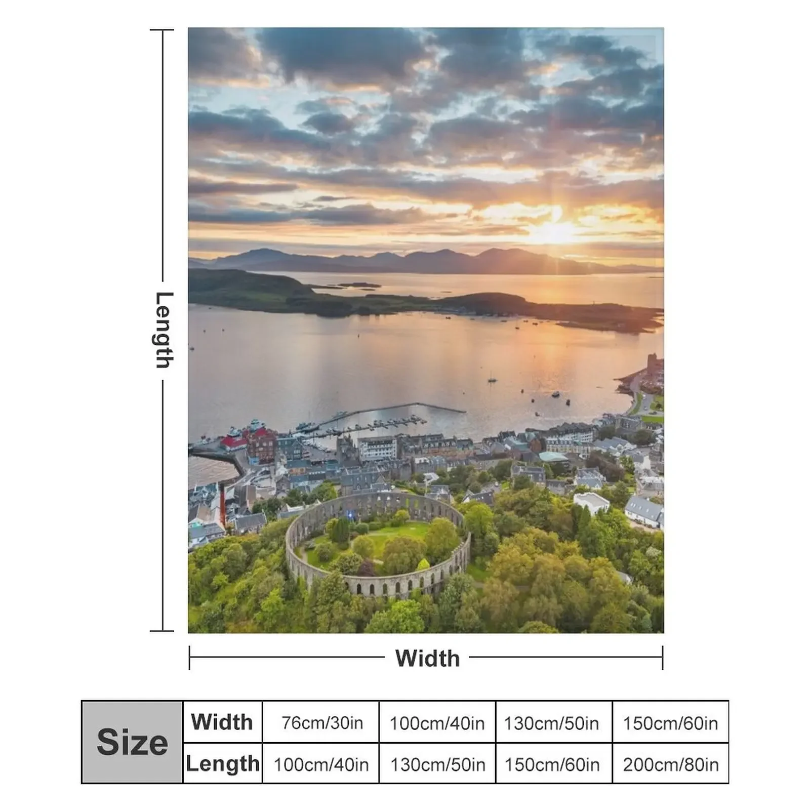 Фланелевое одеяло Sunset over beautiful Oban Scotland - Scottish Landscape Photography