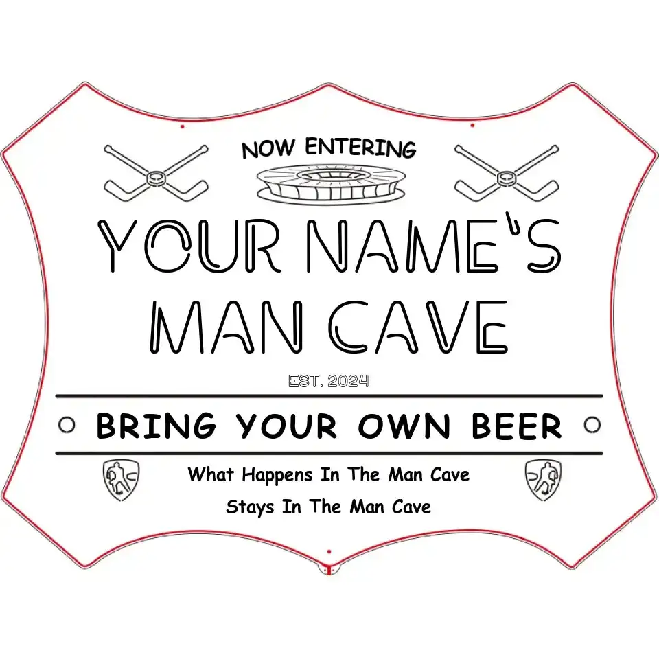 Фото Персонализированное ваше имя: хоккей с шайбой Man Cave RGB Dynamic Glam Светодиодная вывеска st06- Wee-qe1-tm №2