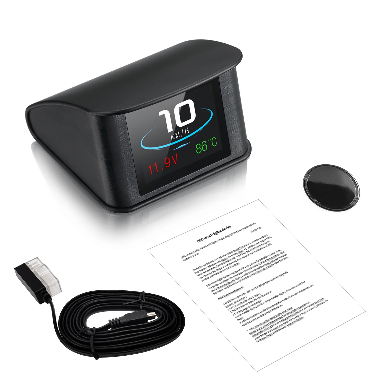 Многофункциональный цифровой измеритель P10 OBD2 для бортового компьютера: напряжение, температура, давление масла, охлаждающая жидкость, 12В, USB HUD спидометр Y03 (art.: 3920dbf05dca6) - 3920dbf05dca6