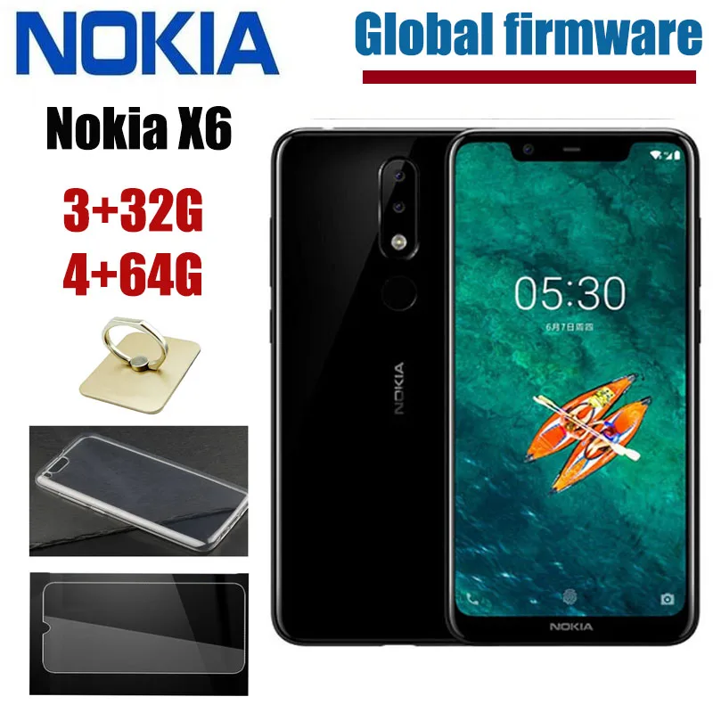 

Nokia X6 Android Smartphone Full Screen Dual-card Dual standby 4G 64G black 4G 32G Used Face Recognition Old man Nokia 6.1plus