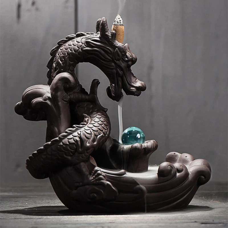 

Горелка для благовоний дракон с хрустальным шариком креативный керамический держатель для благовоний курильница для благовоний Прямая по...