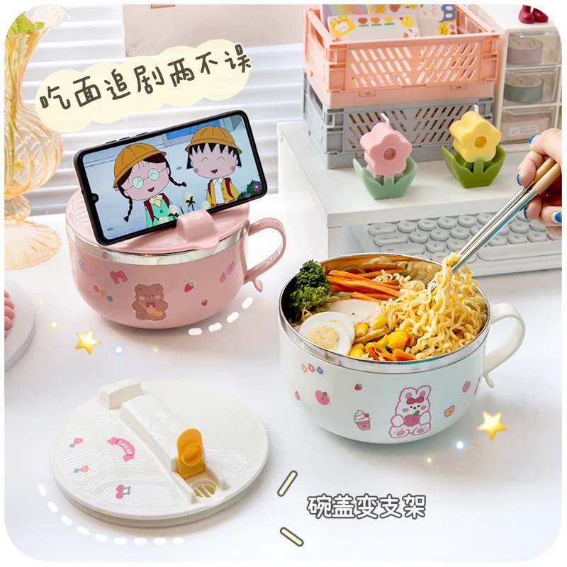 Милый набор ланч-боксов с наклейками милая миска для лапши быстрого