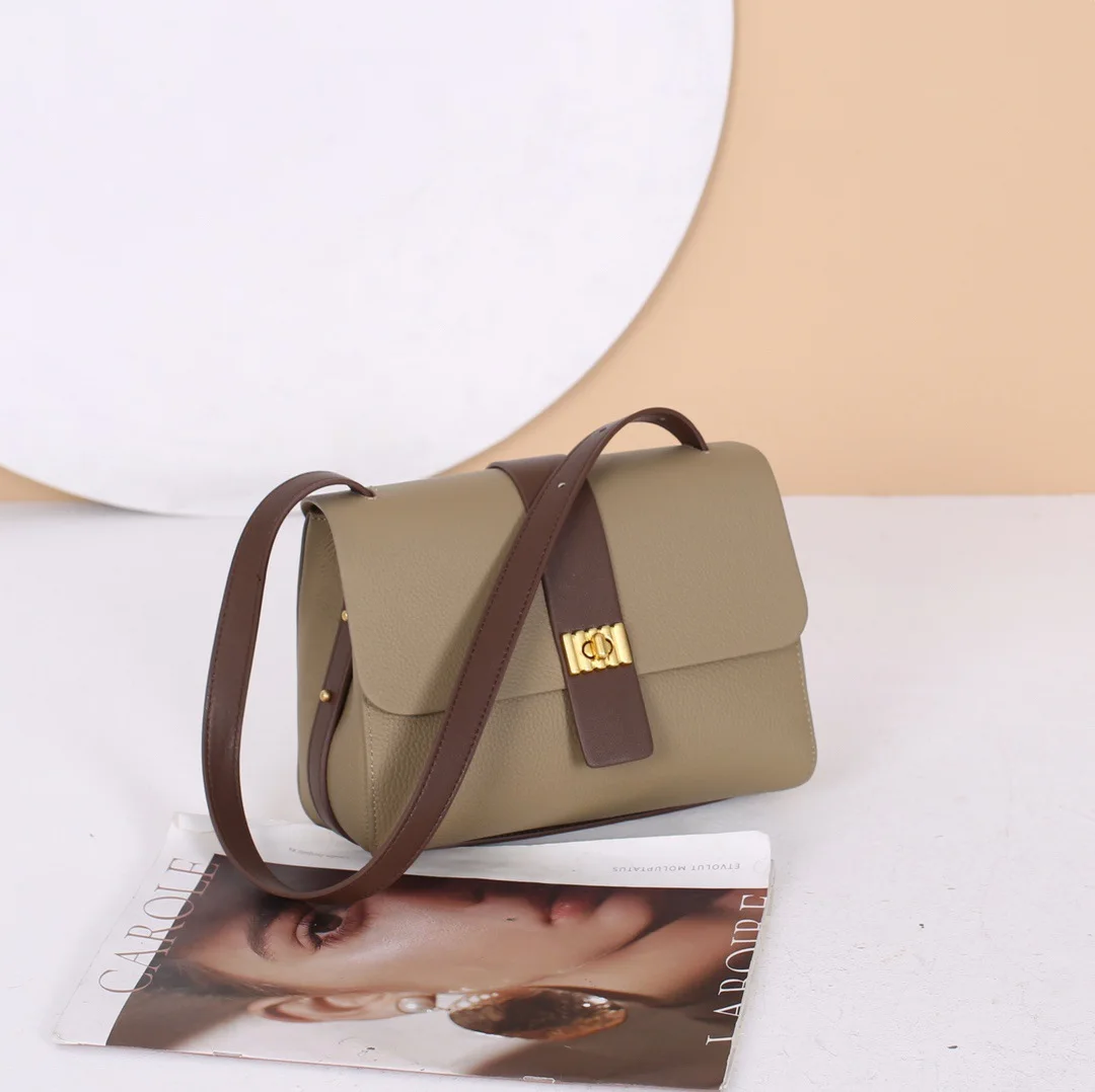 Fashion Ladies Shoulder Bags Real Cowhide Leather Simple Style Generous Design Casual Large Crossbody Purses and Handbags Soft