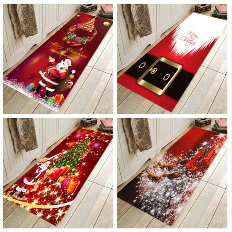 

Christmas Waterproof Oilproof Kitchen Mat Antislip Bath Mat Soft Bedroom Floor Mat Living Room Carpet Doormat Kitchen Rug