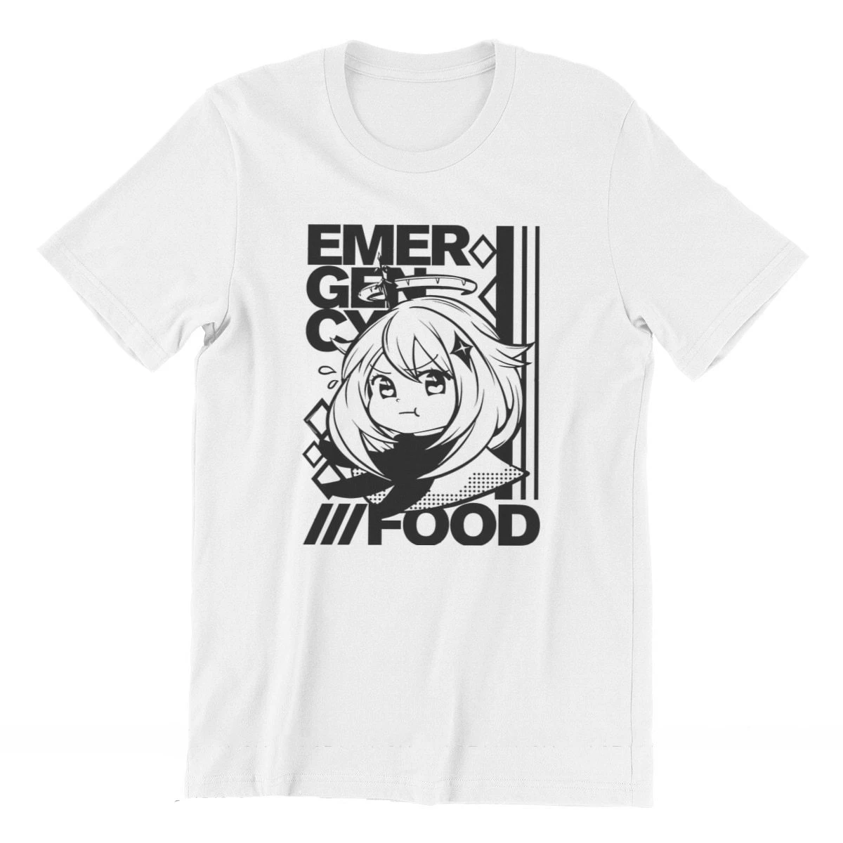 

Классическая футболка Genshin Impact аварийная еда Paimon с круглым вырезом популярная футболка большого размера футболки из чистого хлопка с коротким рукавом