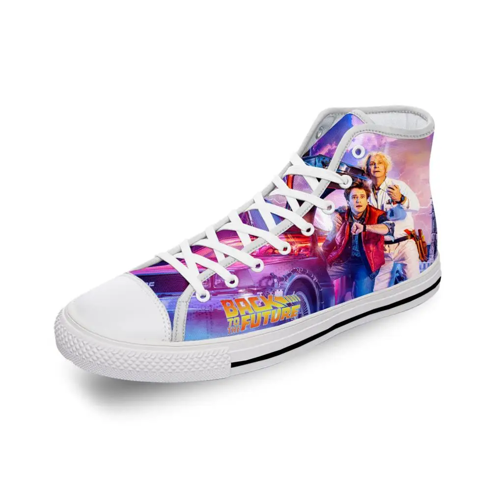Забавные белые тканевые модные высокие кроссовки с 3D принтом из фильма Назад в