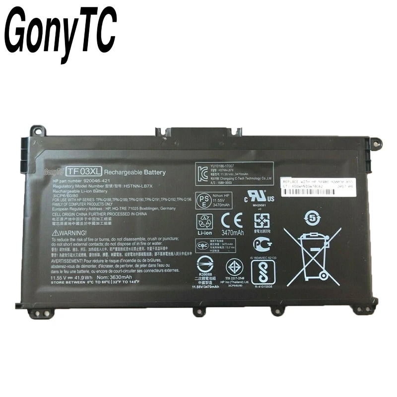Фото Оригинальный аккумулятор для ноутбука TF03XL для HP Pavilion 14-BF 15-CC 15-CD 17-AR 17-AR007CA 17-AR050WM HSTNN-UB7J 920046 -541TPN-Q188 №2