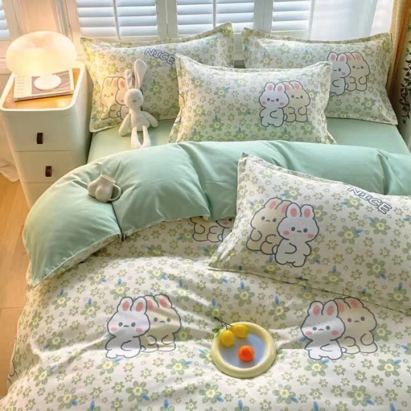 

Beddings Sets Thickened Four Seasons Pure Cotton Brushed Cover Student Three-piece Set Four-piece Set Cotton Bed Sheet Quilt