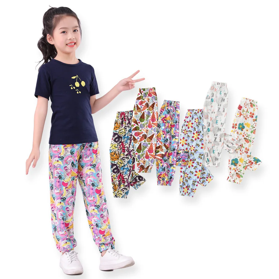 

Новые летние детские брюки, детские повседневные свободные брюки для девочек с рисунком