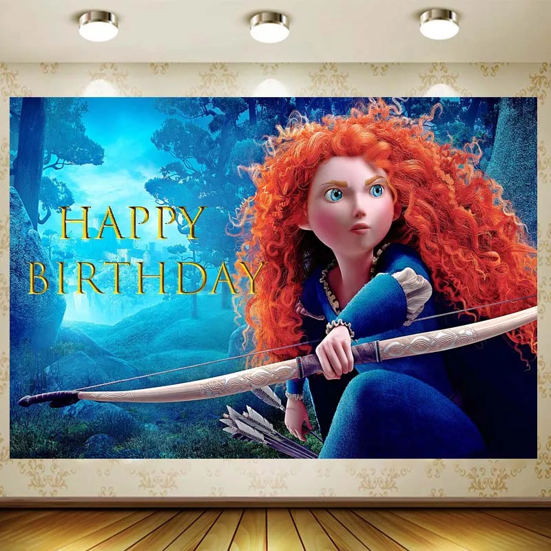 120x80cm Merida Tapestry Brave Background Birthday Party Supplies Kid Faovr Girl Room Decoration Photography Baby Shower Decor