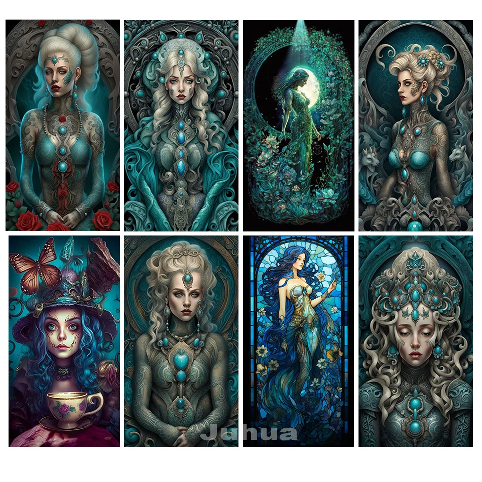 

Mysterious Gothic Green Woman 5d Diy Diamond Painting New 2024 Full Diamond Mosaic Embroidery portrait Arts Picture Home Decor