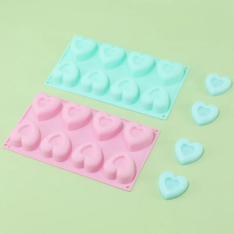 

8 Holes Cake Mold Double-Layer Heart-Shaped Silicone Love Pudding Yogurt Jelly Mould DIY Handmade Biscuit Soap Mold Baking Tool