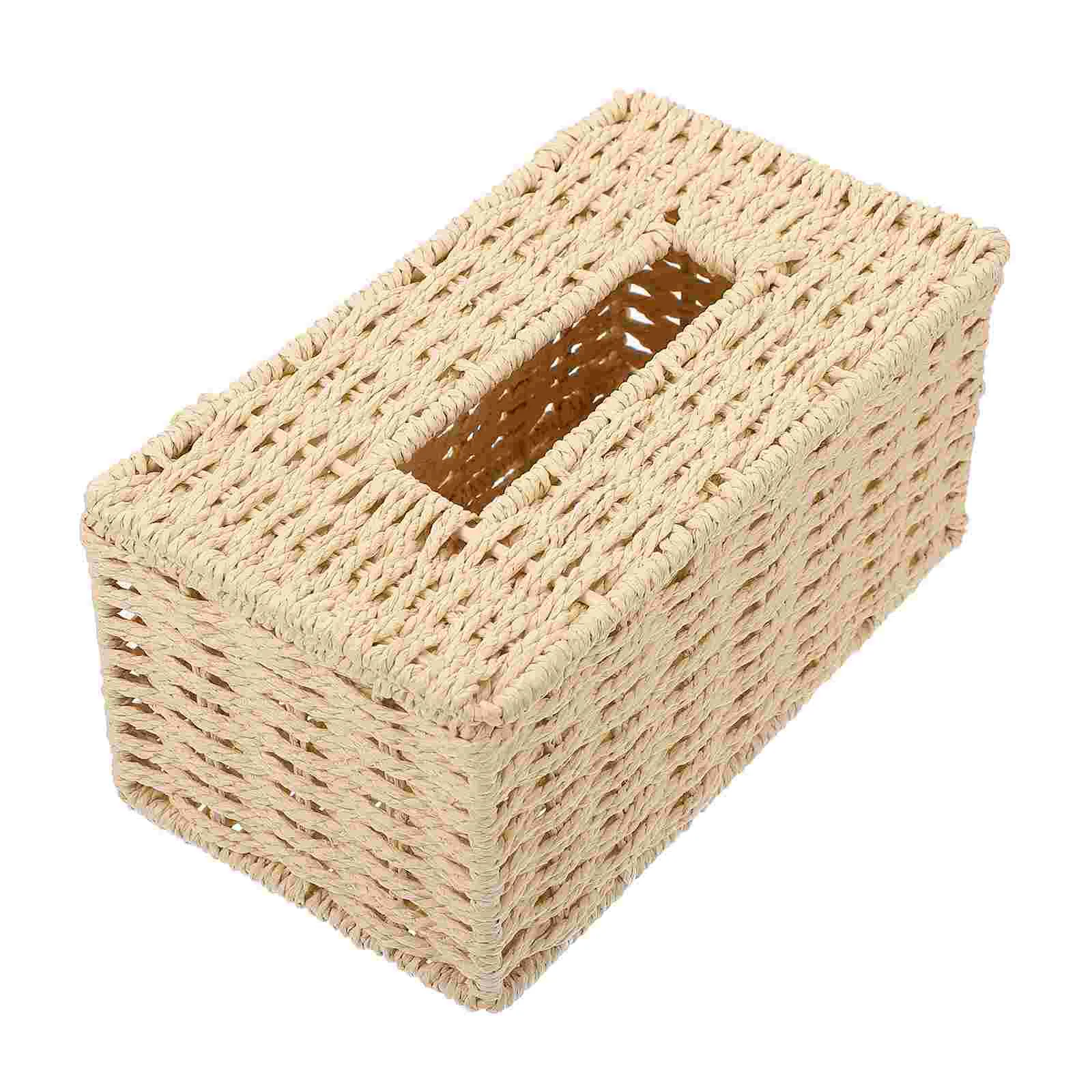 

Bathroom Tissue Box Cover Holder Toy Containers Lids Car Wipes Farmhouse Rattan Woven