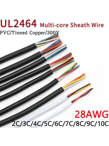 Медный изолированный кабель 28AWG UL2464 2-10 жил