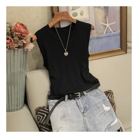 Fashion Woman Blouse 2022 Summer Sleeveless Blouse Women O-neck Knitted Blouse Shirt Women Clothes Womens Tops and Blouses