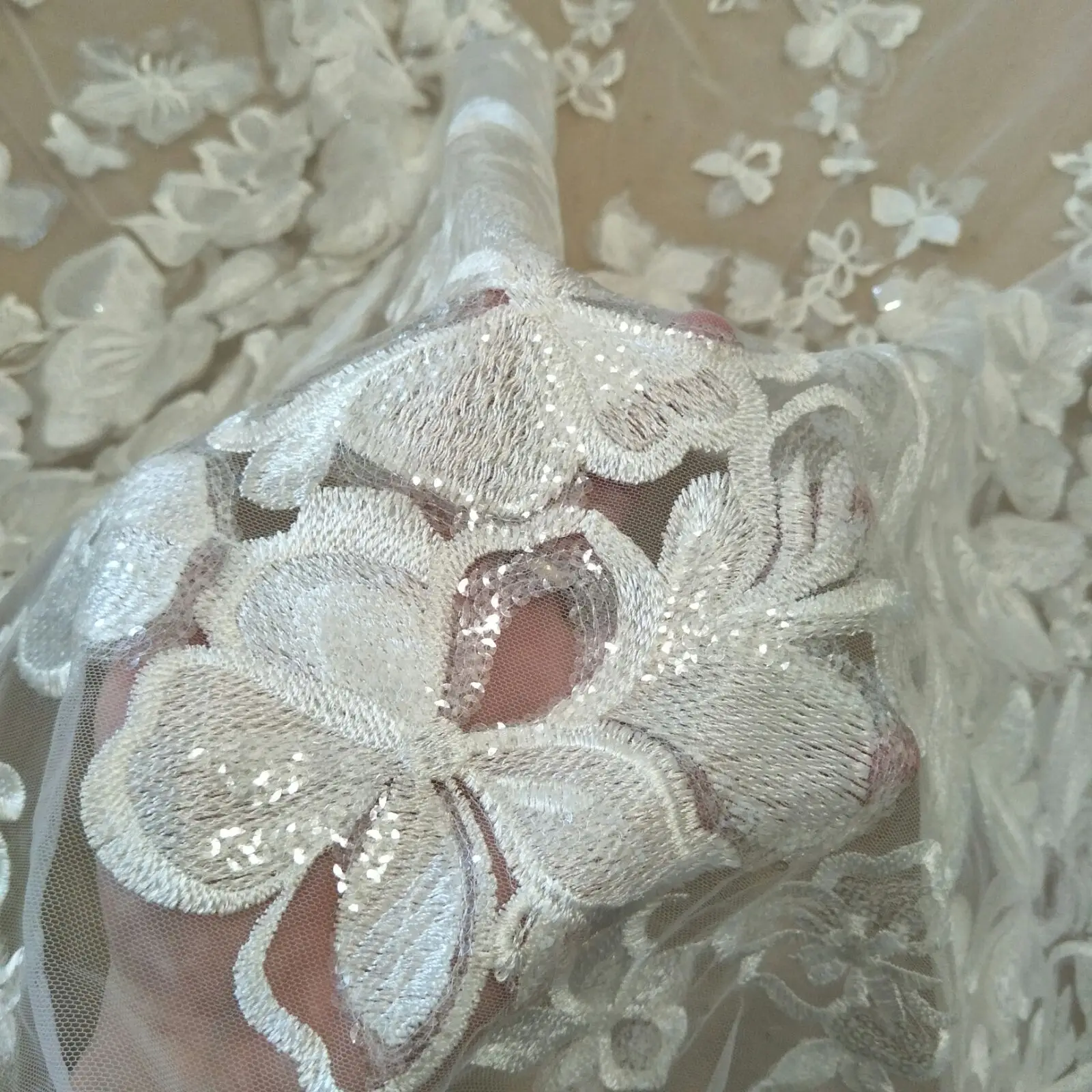 Свадебное платье для невесты кружевная ткань с блестками шириной 130 см продажа по