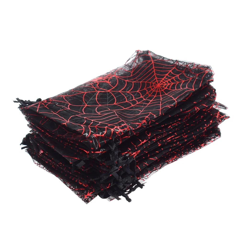 

ISKYBOB Halloween Organza Candy Bag Drawstring Spider Web Multi Color Printing Party Packaging Gift Candy Decoration 100pcs/lot