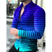 autumn vintage shirts for men oversized casual shirt stripe print long sleeve tops mens clothing club prom cardigan blouses new