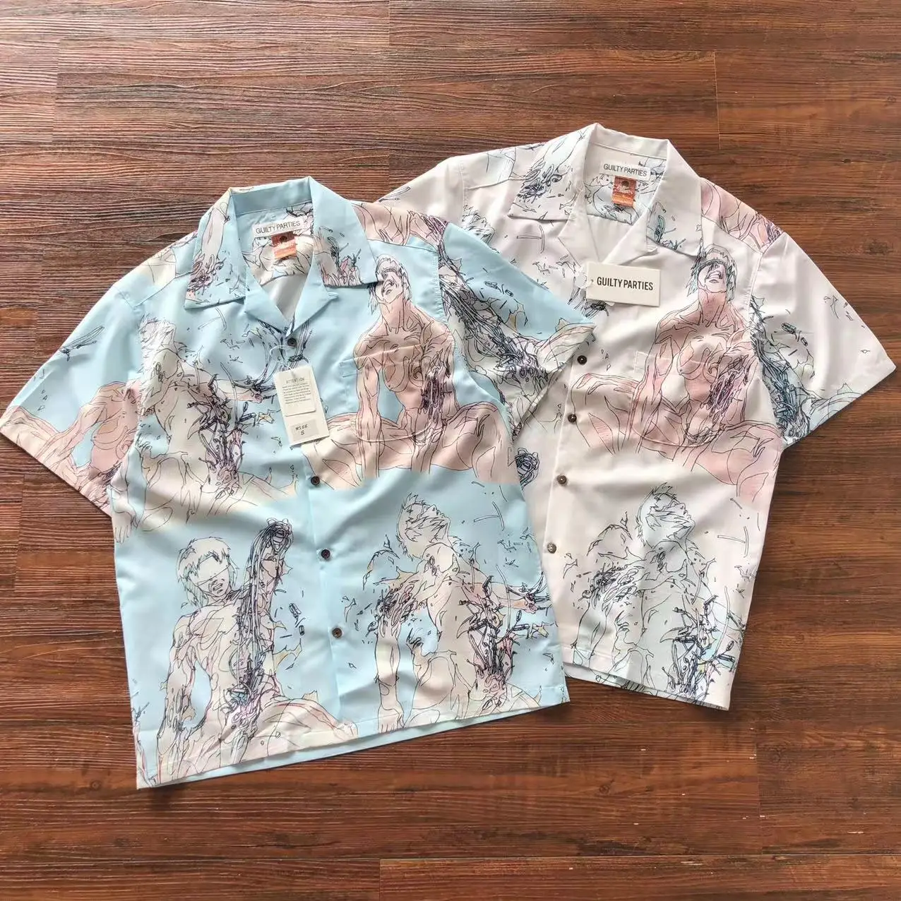 

Гавайские рубашки WACKO MARIA для мужчин и женщин, готическая одежда в стиле Харадзюку с короткими рукавами, пуговицами и карманами, лето 2023