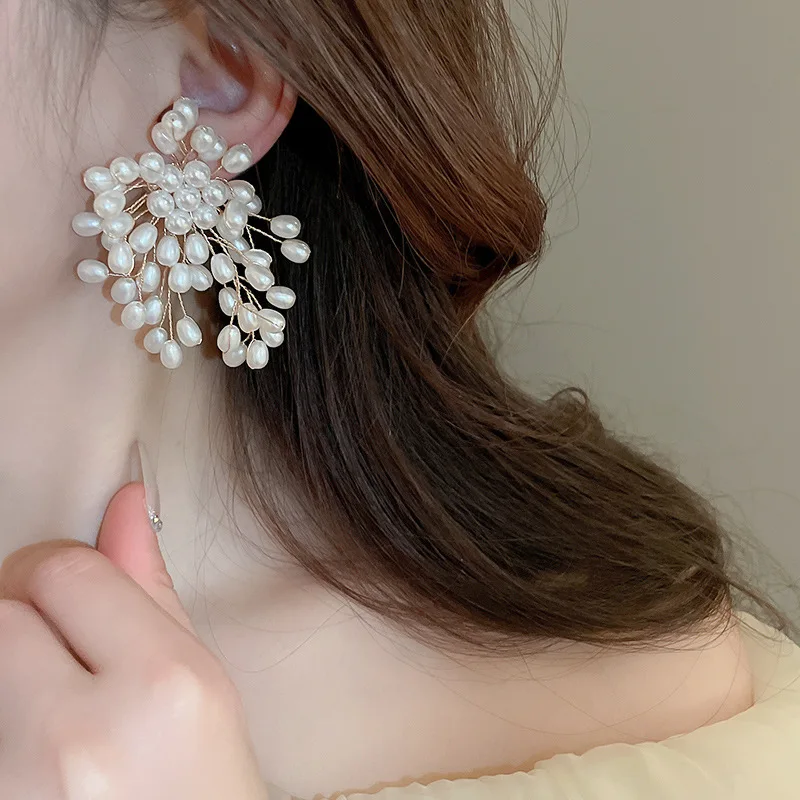 Женские серьги-подвески с искусственным жемчугом и цветами