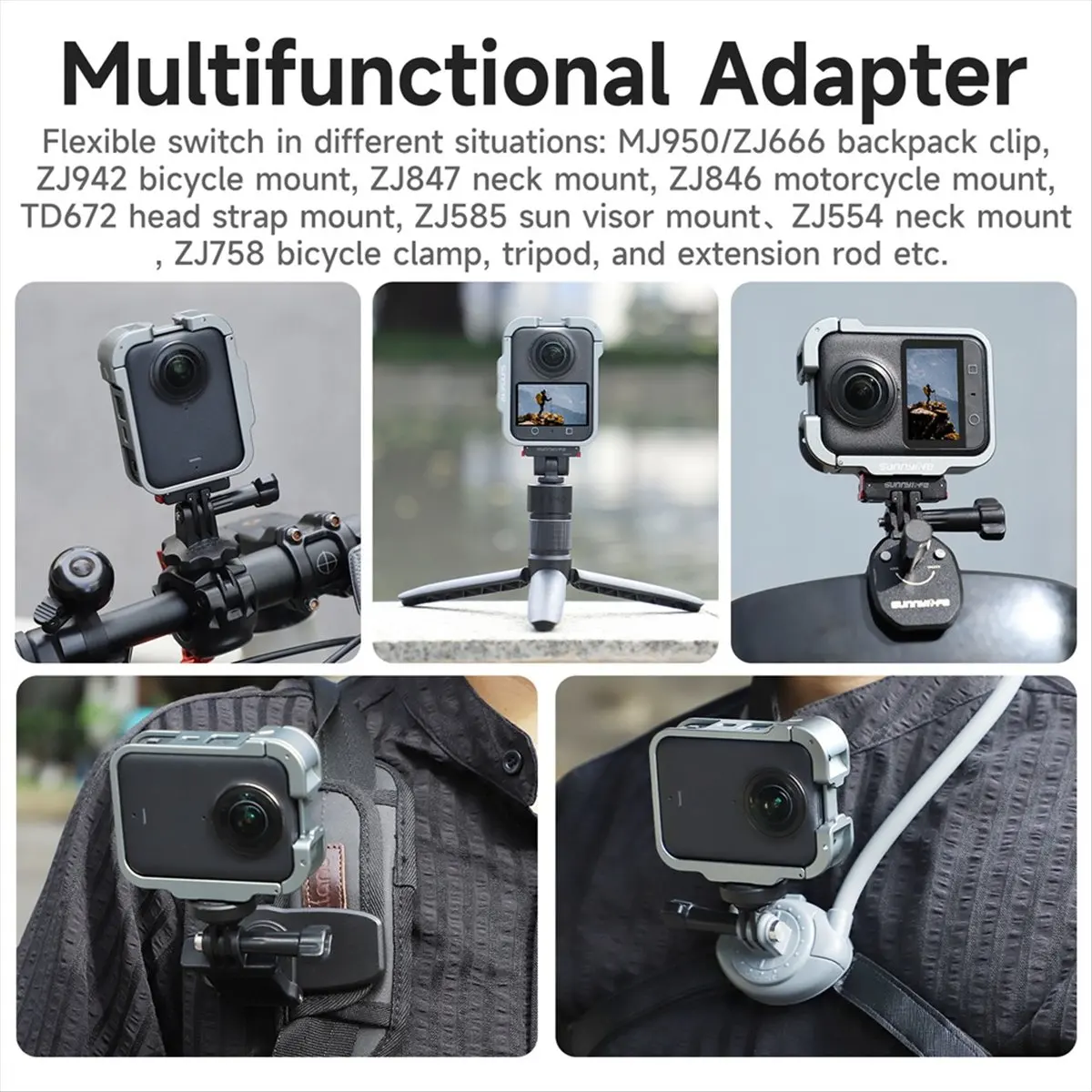 Фото N05R SUNNYLIFE для DJI Osmo: Металлическая защитная рамка-клетка из алюминиевого сплава 360° с креплением Cold Shoe и расширение №1