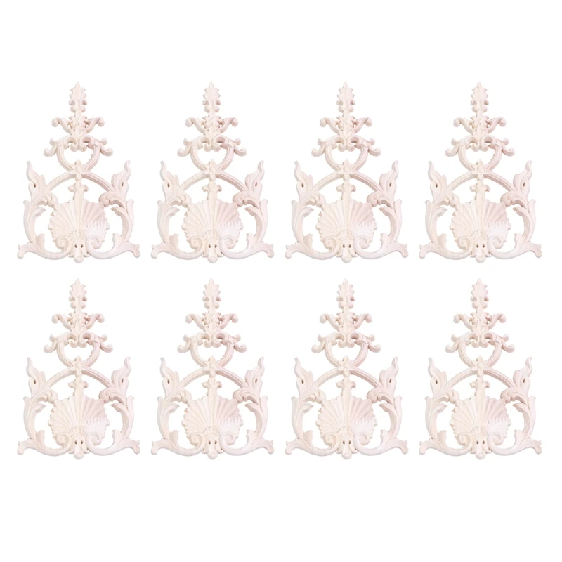 

8X Rubber Wood Carved Applique Vintage Furniture Craft Decor
