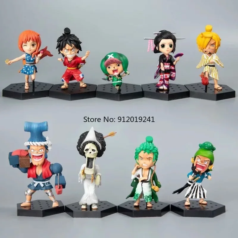 

9pcs Zoro Sanji Robin Nami Usopp Chopper Anime Figure Toys Doll One Piece Land of Wano Country Monkey D Luffy PVC Action Figure