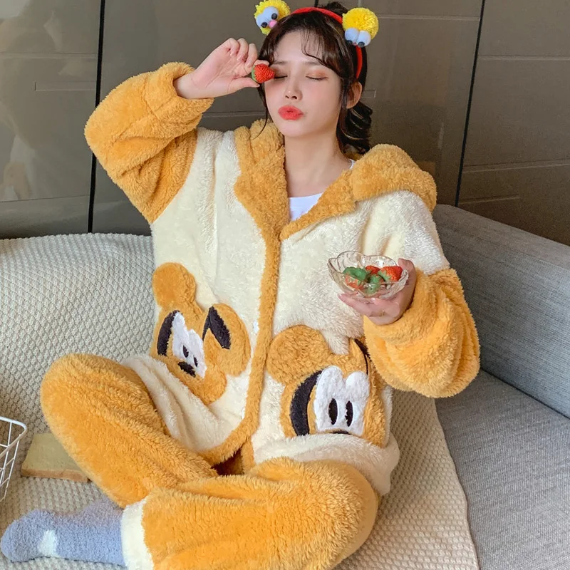 FUNISHI Winter Pajamas Plus Size 3XL Cartoon Inspissate Pajama Set Women's pajamas Plush Loose Version Hooded пижама женская