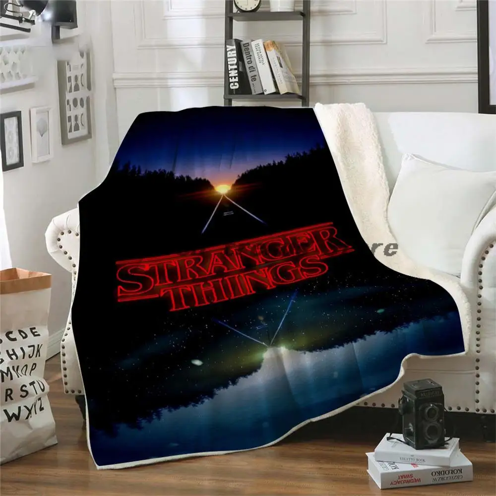 

Horror Movie Stranger-Things Premium Throw Blanket Print on Demand Sherpa Blankets for Sofa Customized DIY Plush Thin Quilt