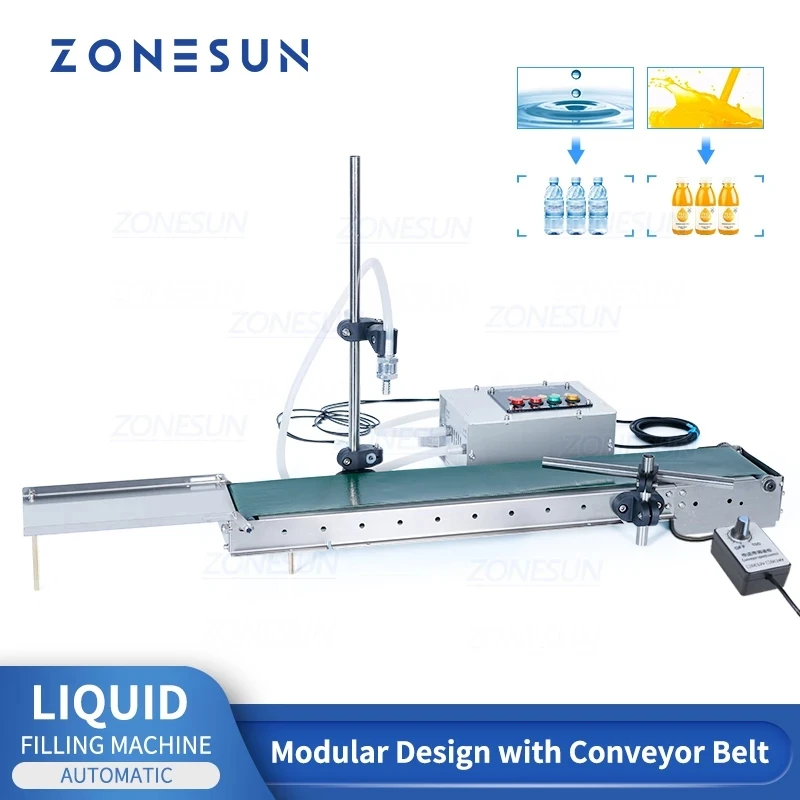 ZONESUN Automatic Filling Machine Liquid Perfume Bottle Water Oil Juice Single Head Filler With Conveyor Belt