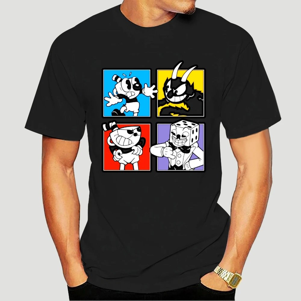 

Cuphead Characters Men's T-Shirts Clothing Tees Custom t shirt Summer Short Sleeve Cotton Tshirt Streetwear 3940X