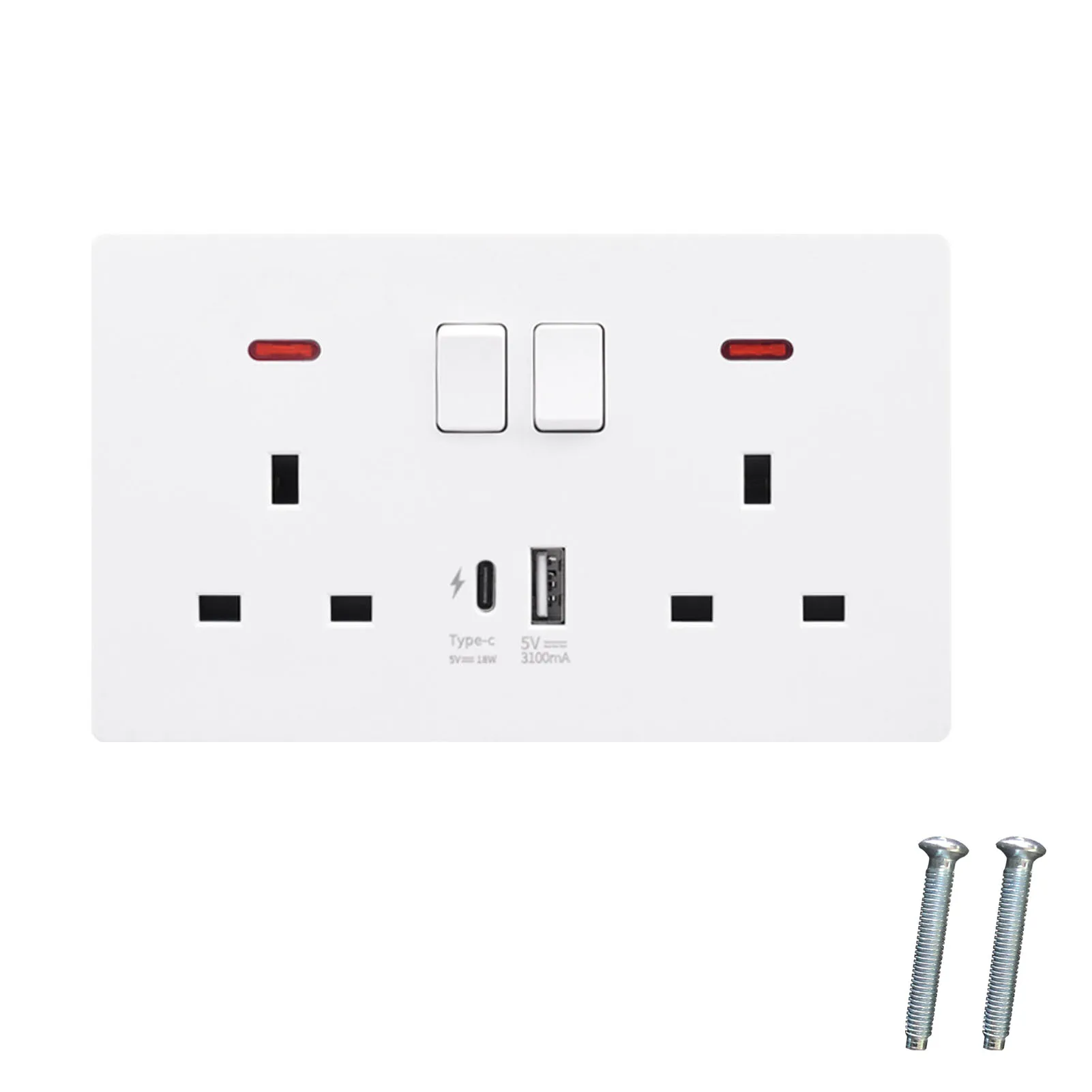 

Удлинитель настенный с двумя штекерами USB Type-C, 13 а, 146 шт.