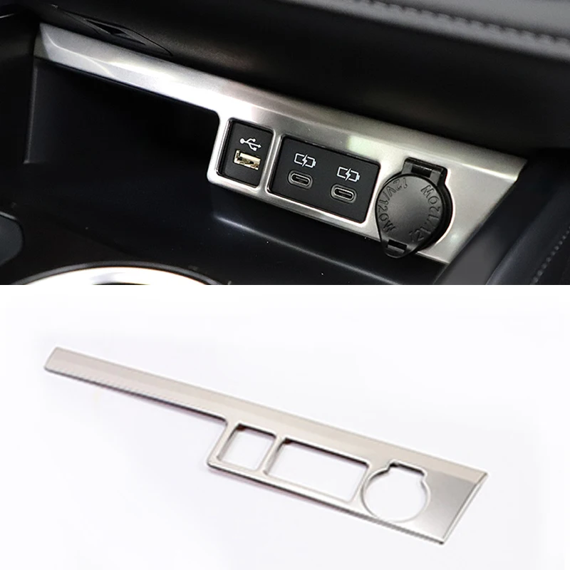 

Для Toyota Highlander XU70 2020 2021 2022 2023 2024, нержавеющая сталь, передняя USB-управление автомобиля, приборная панель, центральная зарядная панель, наклейка