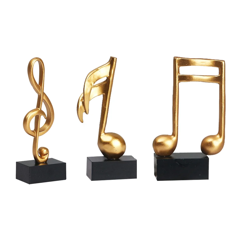 

3 Pcs Gold Home Decor Resin Musical Sculpture Crafts Music Note Musical Tabletop Decoration Music Note Decor Cake Ornament