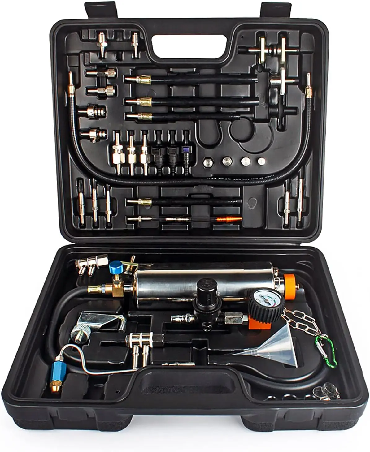 

Non-dismantle Fuel Injector Cleaner Kit and Tester with Case for Petrol EFI Throttle Petrol Cars, 750ML Tank, 145PSI