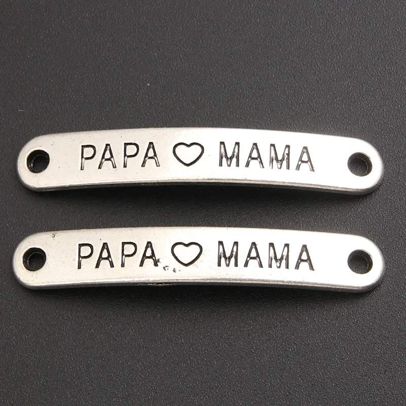 15 шт. серебряный цвет PAPA love MAMA соединительные шармы из цинкового сплава подходит для браслета ожерелья DIY Ювелирные изделия 45x7 мм