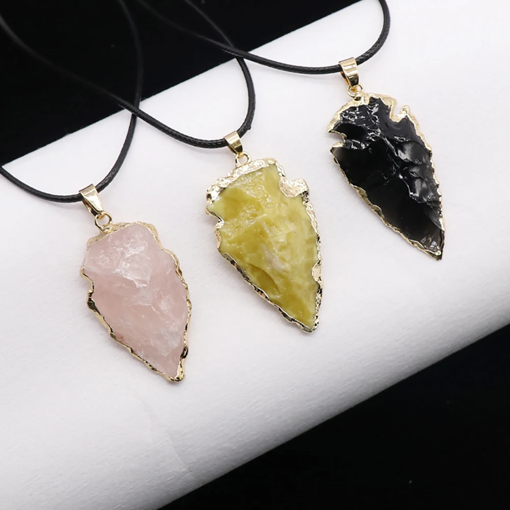 

Hot Crystal Pendant Necklace Spear Shape Gold plated Pendulum Amulet Necklace for Women & Man Party Gifts