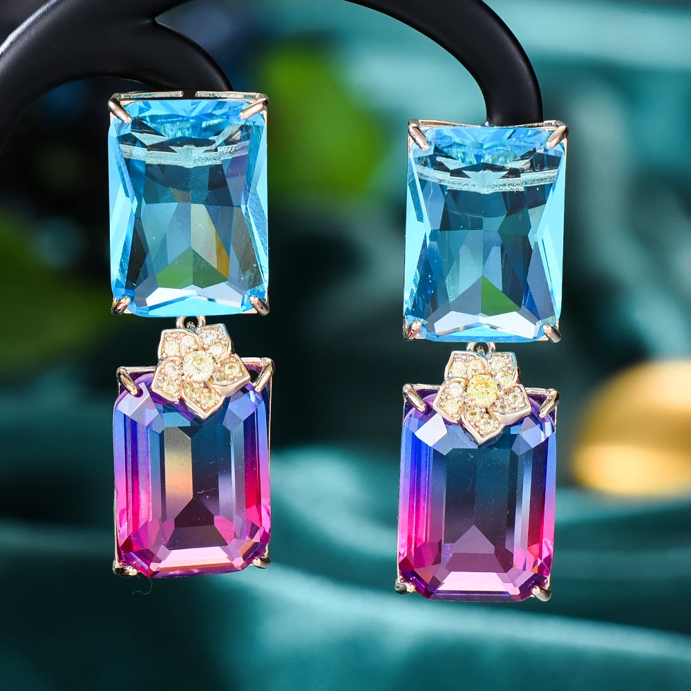 Женские сверкающие серьги Siscathy, роскошные квадратные висячие серьги с кристаллами циркония, 2022