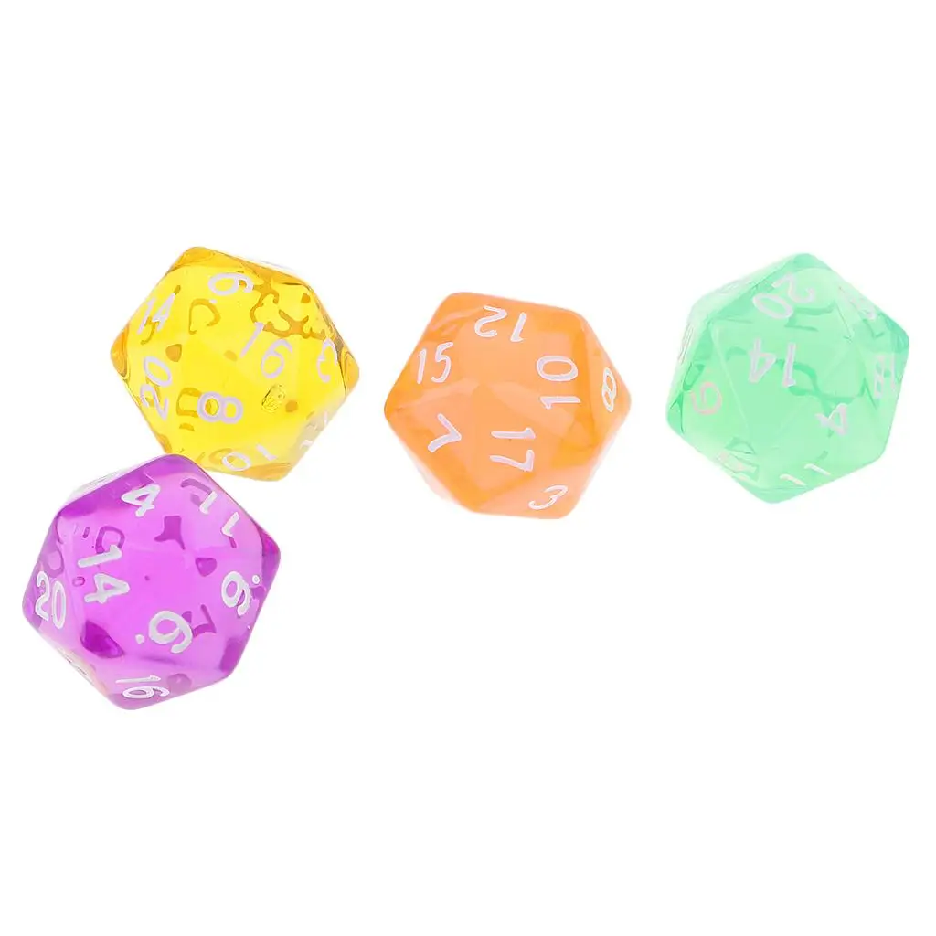 6 шт. D20 многогранные игральные кости прозрачные для ролевых игр модные