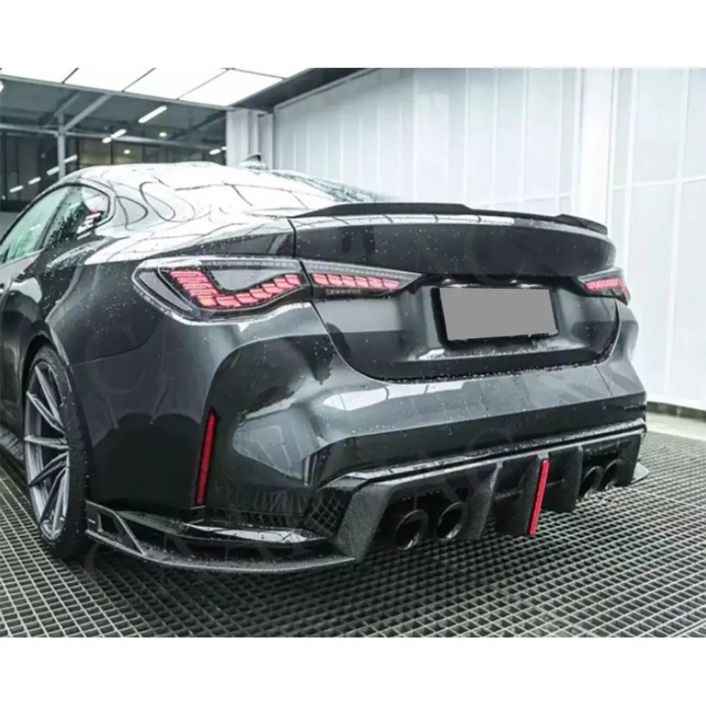 Задний бампер из углеродного волокна диффузор спойлер сплиттер со светодиодной