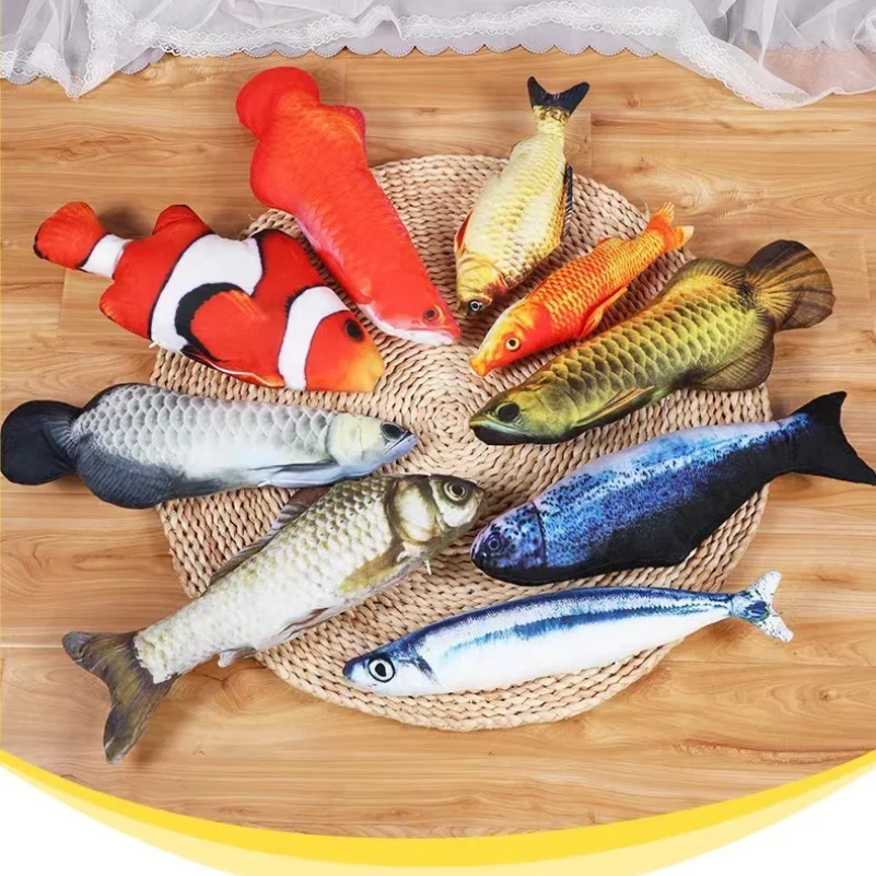 

Cat Toys Electric Moving Realistic Wiggle Fish Catnip Toys Plush Interactive Cat Toys Fish Kicker Toy for Cats Kitten Chew Toy