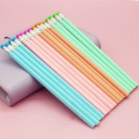 new 12pcs lot wooden multiple colour pencil hb pencil with eraser childrens drawing macaron pencil school writing stationerys