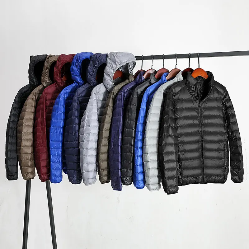 Men's Four Seasons Ultra Lightweight Packable Down Jacket Water and Wind-Resistant Breathable Coat Big Size Men Hoodies Jackets