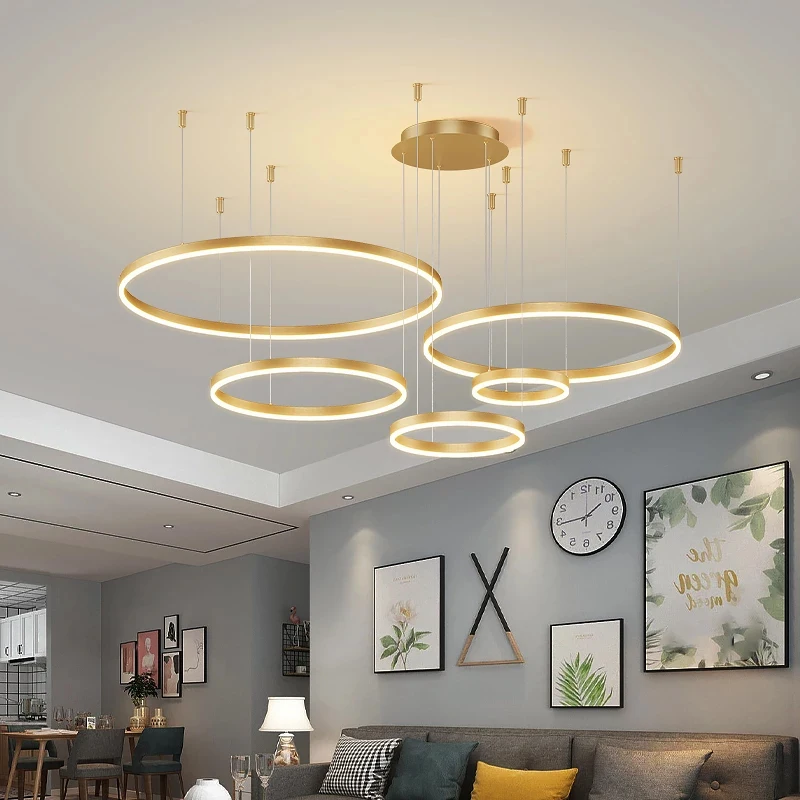 

Modern Led Ceiling Chandelier Circular Ring Chandelier Living Bedroom Dining Room Hanging Lamps Home Indoor Lighting Decor Round