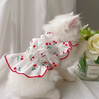 ins cat dress cute girl cat clothes summer dress for dog cat clothing red blue small dog chihuahua clothes