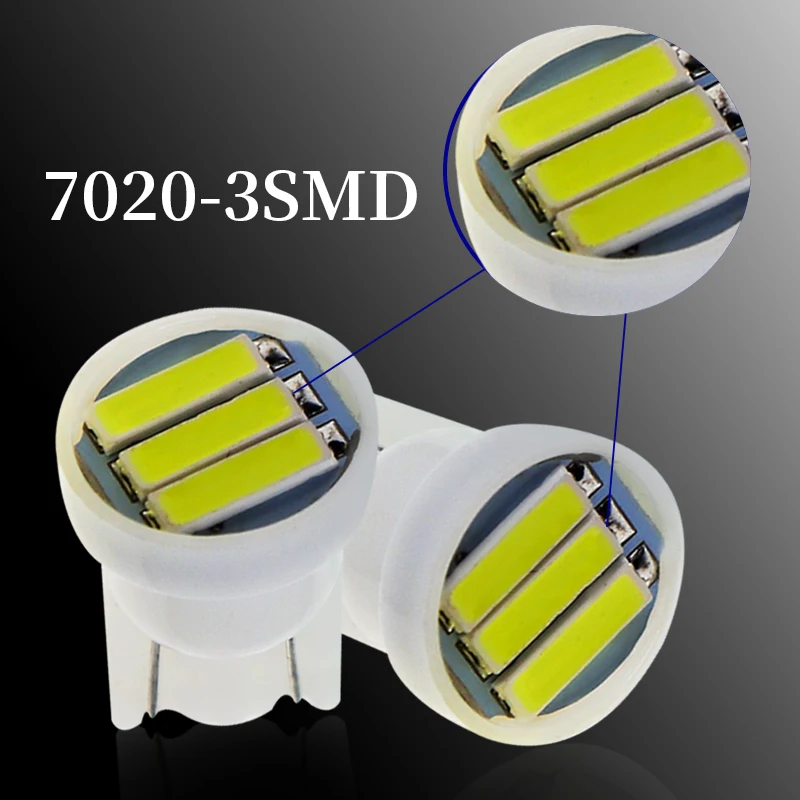

10X T10 3 SMD 7014 LED 3SMD 7020 1W White Blue Red Green Yellow W5W LED Wedge License Plate Light Lamp Car Light Source 24V DC