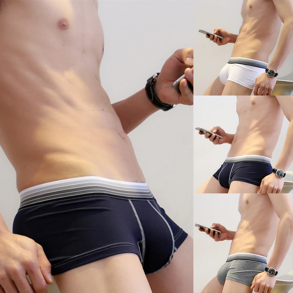 Трусы-боксеры мужские с U-образным выпуклым мешочком дышащее нижнее белье