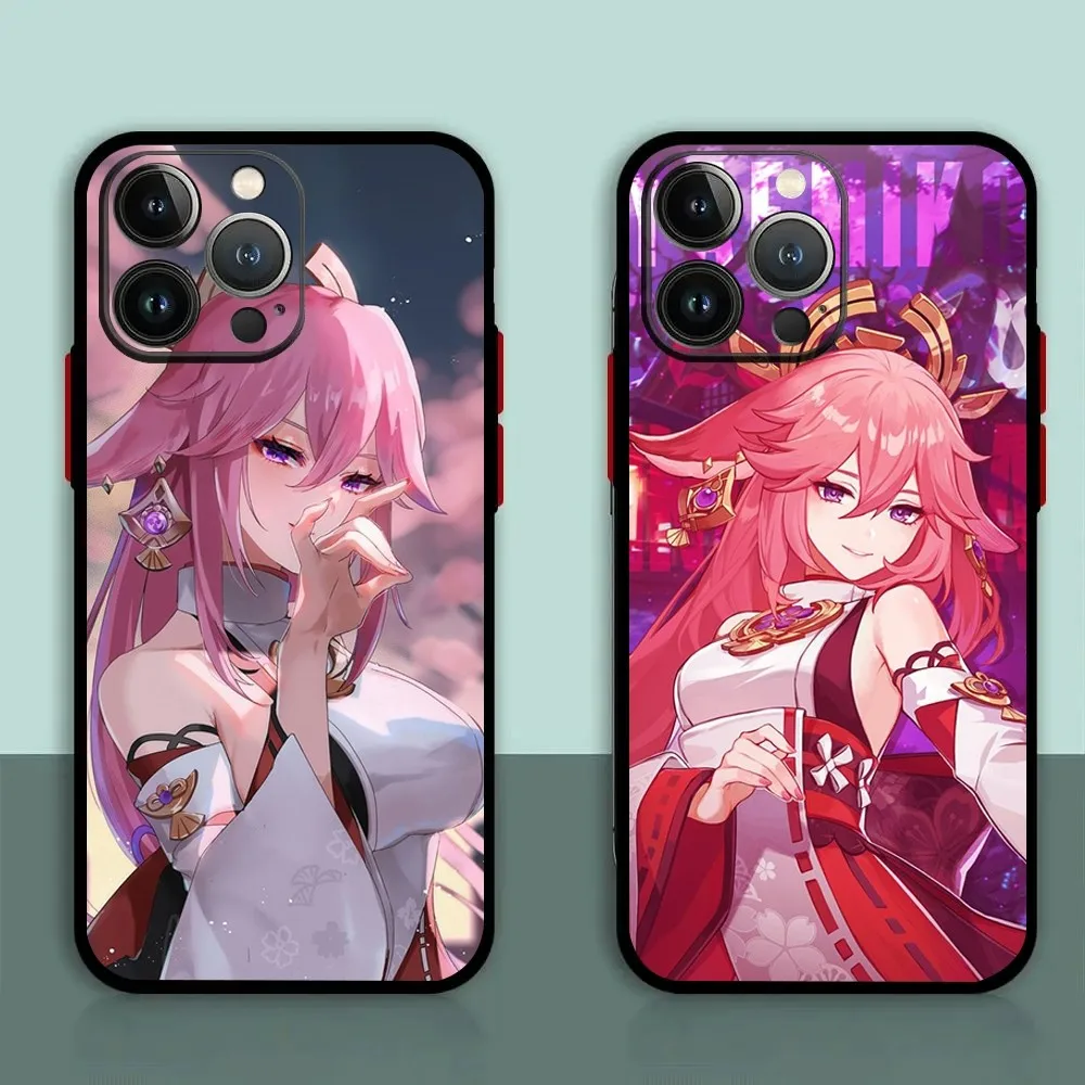 Чехол для телефона Genshin Impact Yae Miko iPhone 11 12 13 14 15 XS XR X Mini Pro Max Plus