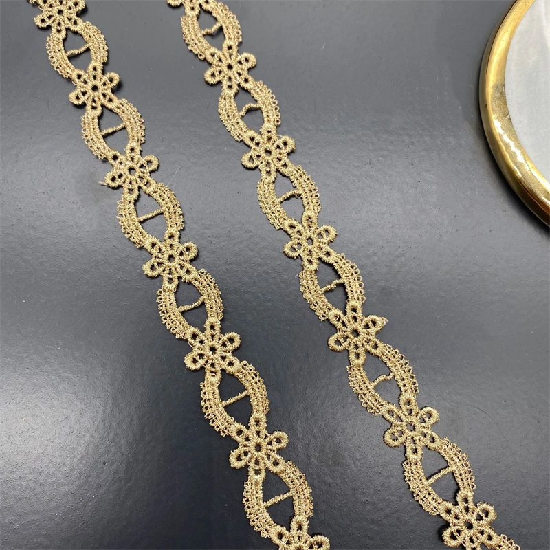 

20 Yards Venice Gold Flowers Crochet Lace Trim Twist flower Lace Wedding Bridal Bracelet Craft Design Sash Belt accessories